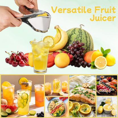 Lemon Squeezer, Stainless Steel Hand Flat Manual Juicer, Lime Press Handheld, Easy to Use Fruit Citrus Press for Lemons, Citrus, Lime, Orange (Silver)