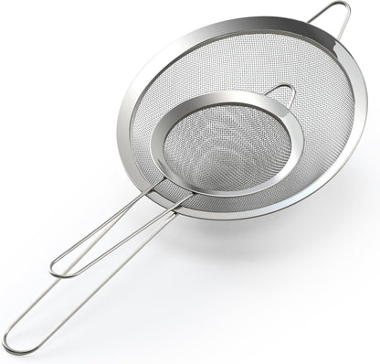 Luckyiren Premium 304 Stainless Steel Fine Mesh Strainer – Multi-Use Colander, Sieve, and Filter for Rice, Juice, Quinoa, Flour, Baking, Cooking, and Meal Prep – Durable, Easy-to-Clean Kitchen Tool