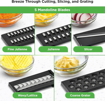 PrepNaturals Vegetable Chopper & Mandoline Slicer - 12 in 1, Blue/White