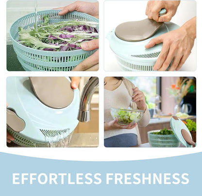 Salad Spinner, 4.24 Quart Lettuce Spinner with Double Drainage Holes, Salad Washing Bowl, Quick Prep Spinner Salad Dryer for Washing, Spinning, and Draining Greens, Fruits, and Vegetables - Blue