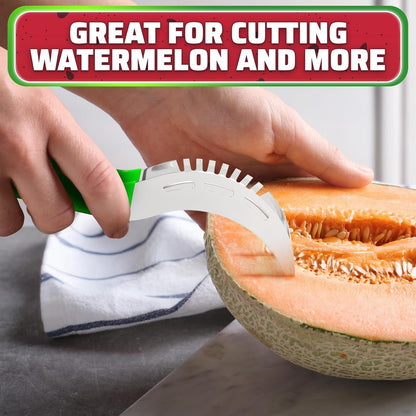 2-in-1 Watermelon Slicer Cutter Tool for 1” Cubes & Slices – Stainless Steel Watermelon Cutter Knife for Fast Fruit Cutting – Melon Slicer for Watermelon, Cantaloupe, Papaya, Honeydew, BBQ & Picnics