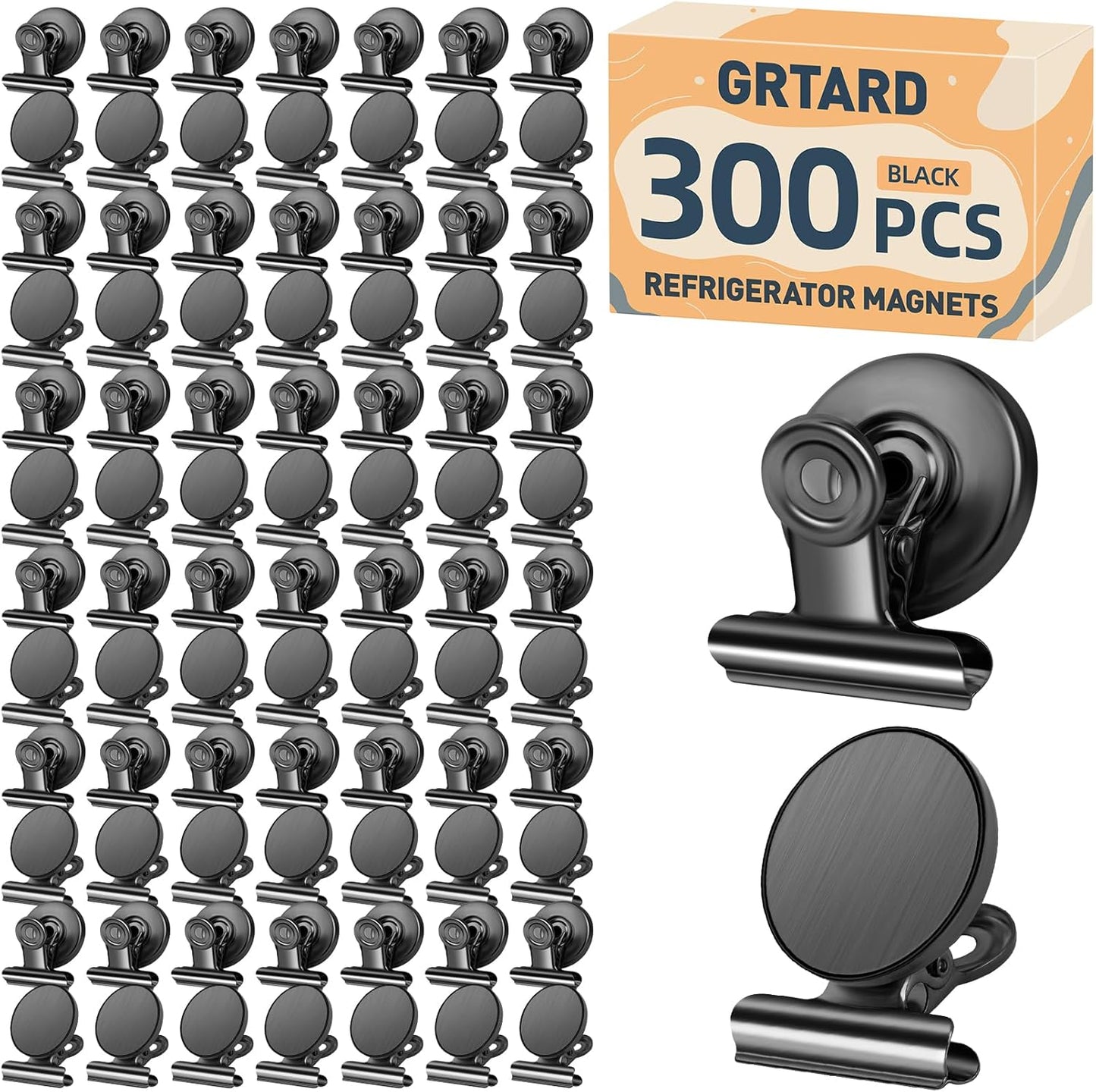 Grtard 12 Pack Magnetic Clips, Fridge Magnets Refrigerator Magnets, Strong Magnetic Clips Heavy Duty, Whiteboard Magnet Clip for Office Home Classroom Organization Kitchen Accessories(Black)