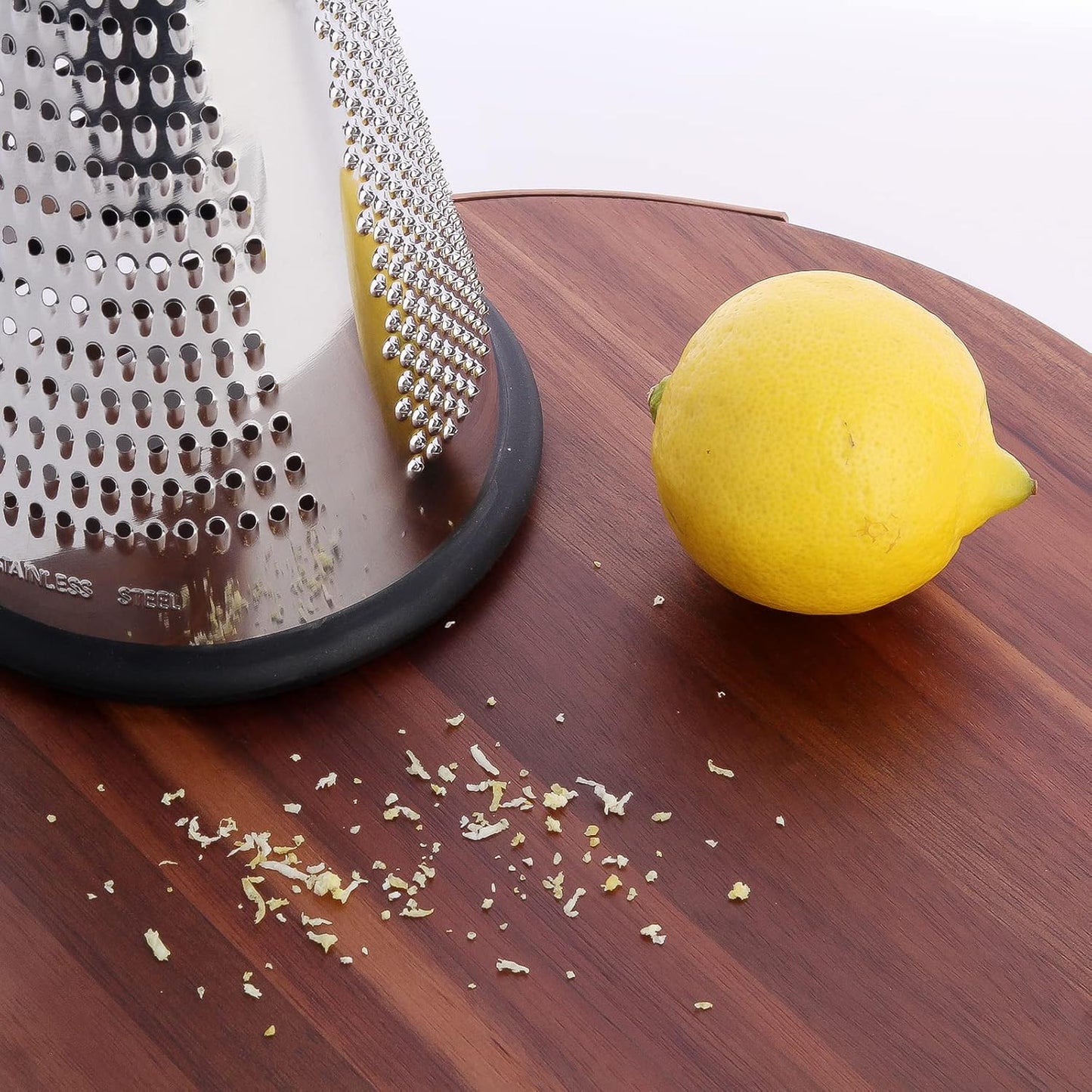 Cone Cheese Grater with Handle - Stainless Steel Triple Function Wood Handle Parmesan Shaver Non-Slip Rubber Bottom Hand Held Multifunction Vegetables Cheese Grater with container(S: 7.7" X 3.5")