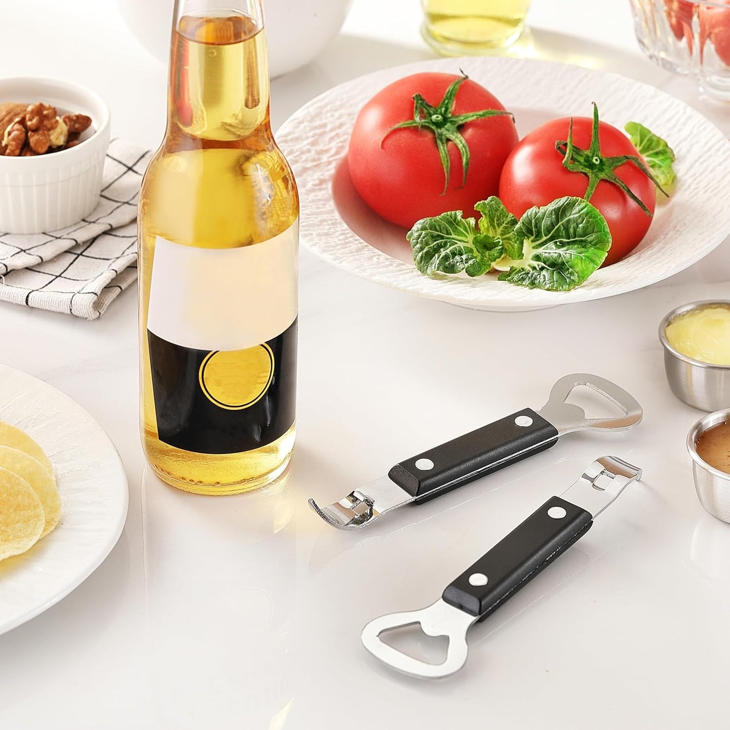 2PCS Bottle Opener, JINLIFA Stainless Steel Manual Can Punch Bottle Cap Beer Bottle Openers, Dishwasher Safe