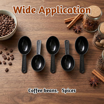 Small Scoops for Canisters, 5 Pack Plastic Coffee Measuring Scoop Table Spoons Measuring Spoon Short Handle Plastic Scoops for Coffee Loose Tea Protein Spices Other Dry Goods, Black 7g