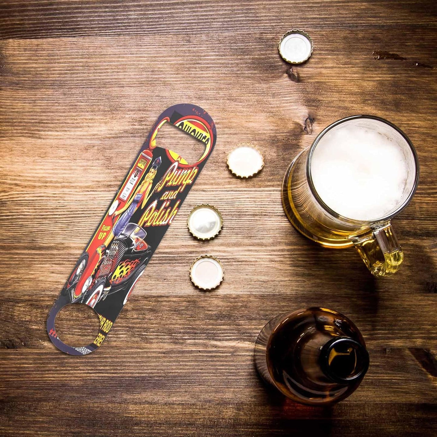 Black White Checkered Stainless Steel Bottle Opener Cool Car Racing Sports Plaid Pattern Geometric Design Flat Beer Bottle Opener Keychain for Home Kitchen Bar Restaurant Party Birthday Gift