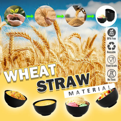 Wheat Straw Bowls Set with Lids, Unbreakable 40 OZ Cereal Bowls Set of 4, Salad Container for Lunch, Microwave & Dishwasher Safe Bowl Set for Kitchen, Picnic, RV, Camping, Multi