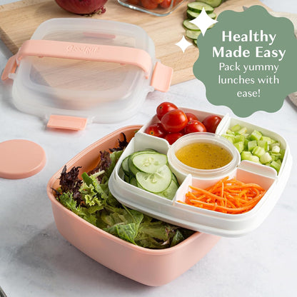 Goodful Stackable Lunch Box Container, Bento Style Food Storage with Removeable Compartments for Sandwich, Snacks, Toppings & Dressing, Leak-Proof and Made without BPA, 56-Ounce, Teal