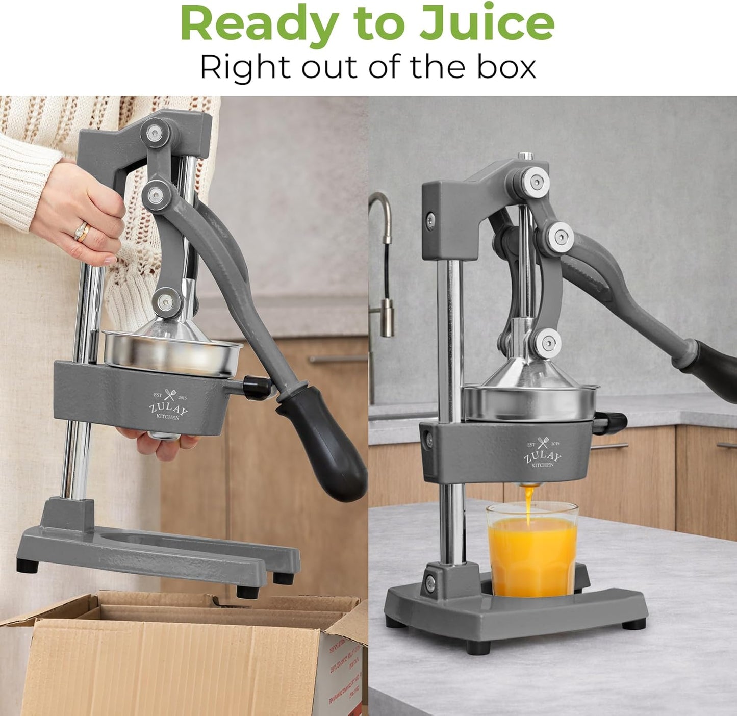 Zulay Kitchen Cast Iron Juicer - Heavy Duty Manual Juicer with Detachable Strainers for Easy Cleaning, Orange Juice Press for Citrus Fruits, Perfect for Bartenders, Juice Lovers & Health Enthusiasts