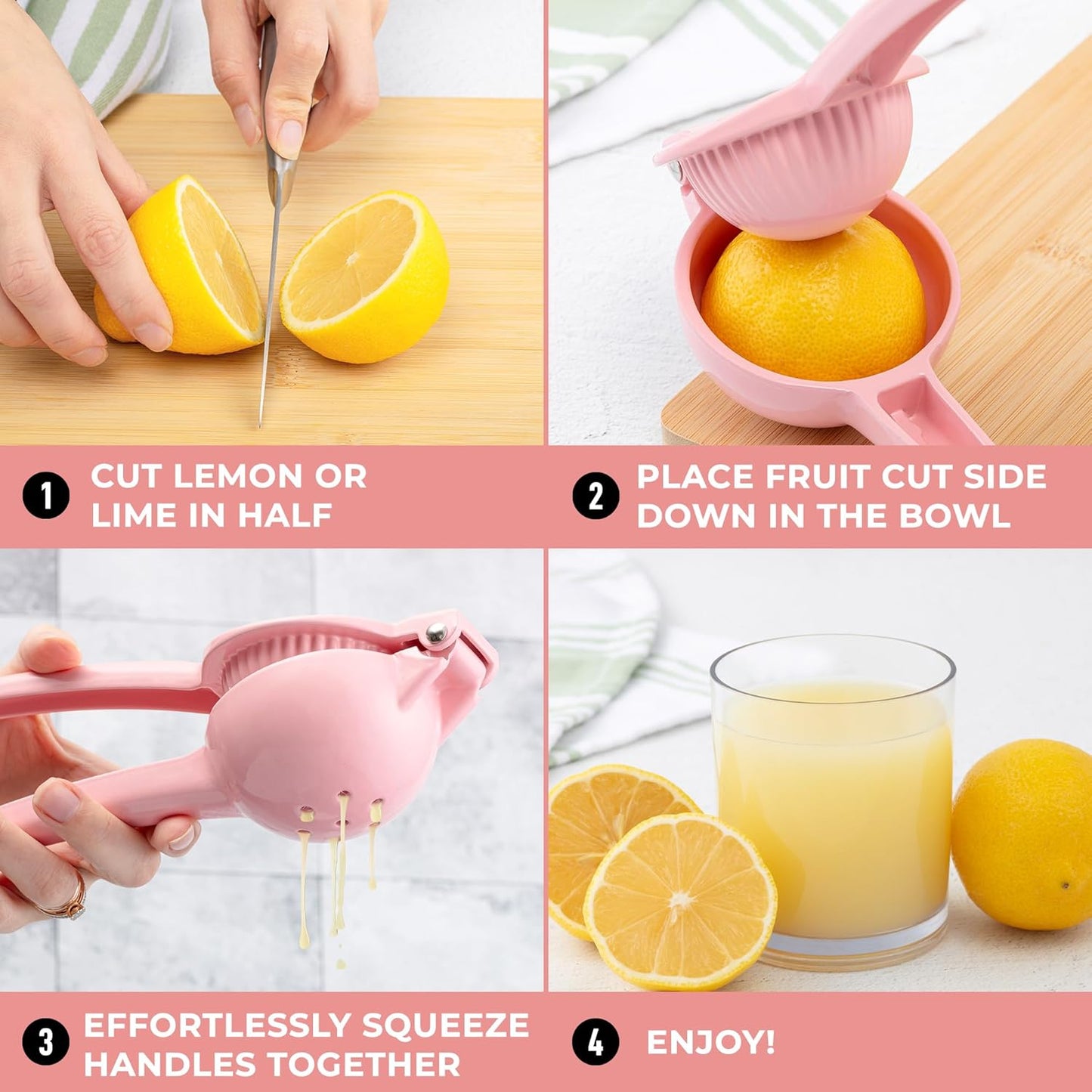 Zulay Kitchen Metal Lemon Squeezer - Handheld Lemon Juicer Squeezer - Easy to Use Citrus Juicer - Manual Press for Extracting the Most Juice Possible - Extracts Every Last Drop