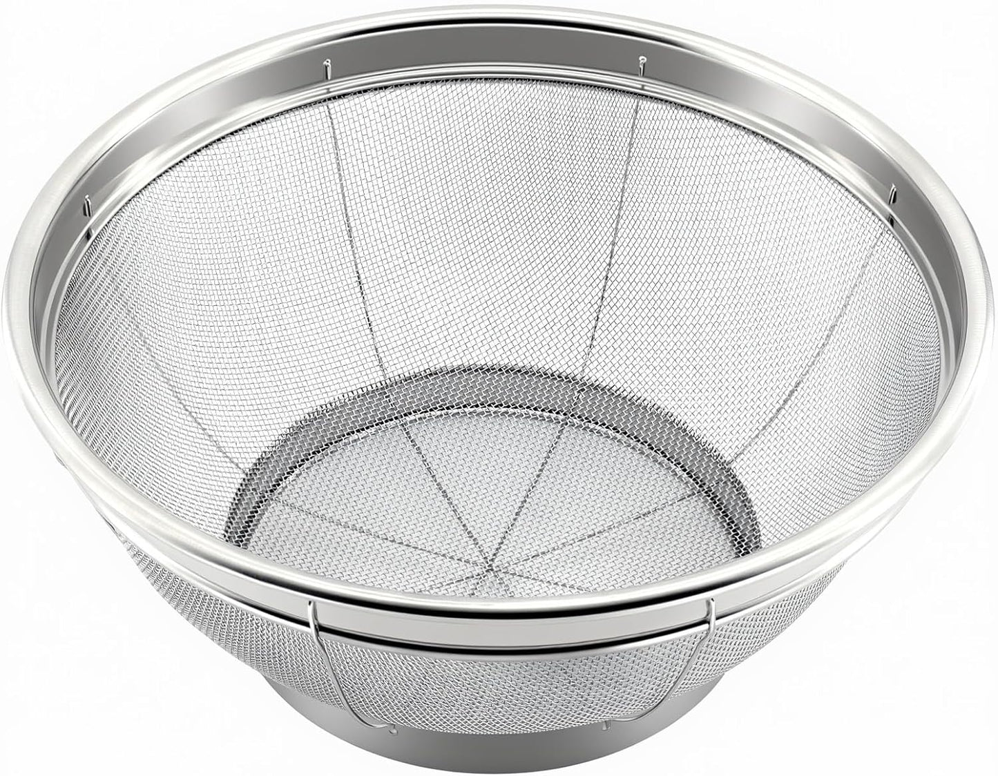 Fine Mesh Strainer for Kitchen, Stainless Steel Colander Bowl for Pasta, Rice, Fruit, Metal Net Baskets with Resting Base - Strain, Drain, Rinse