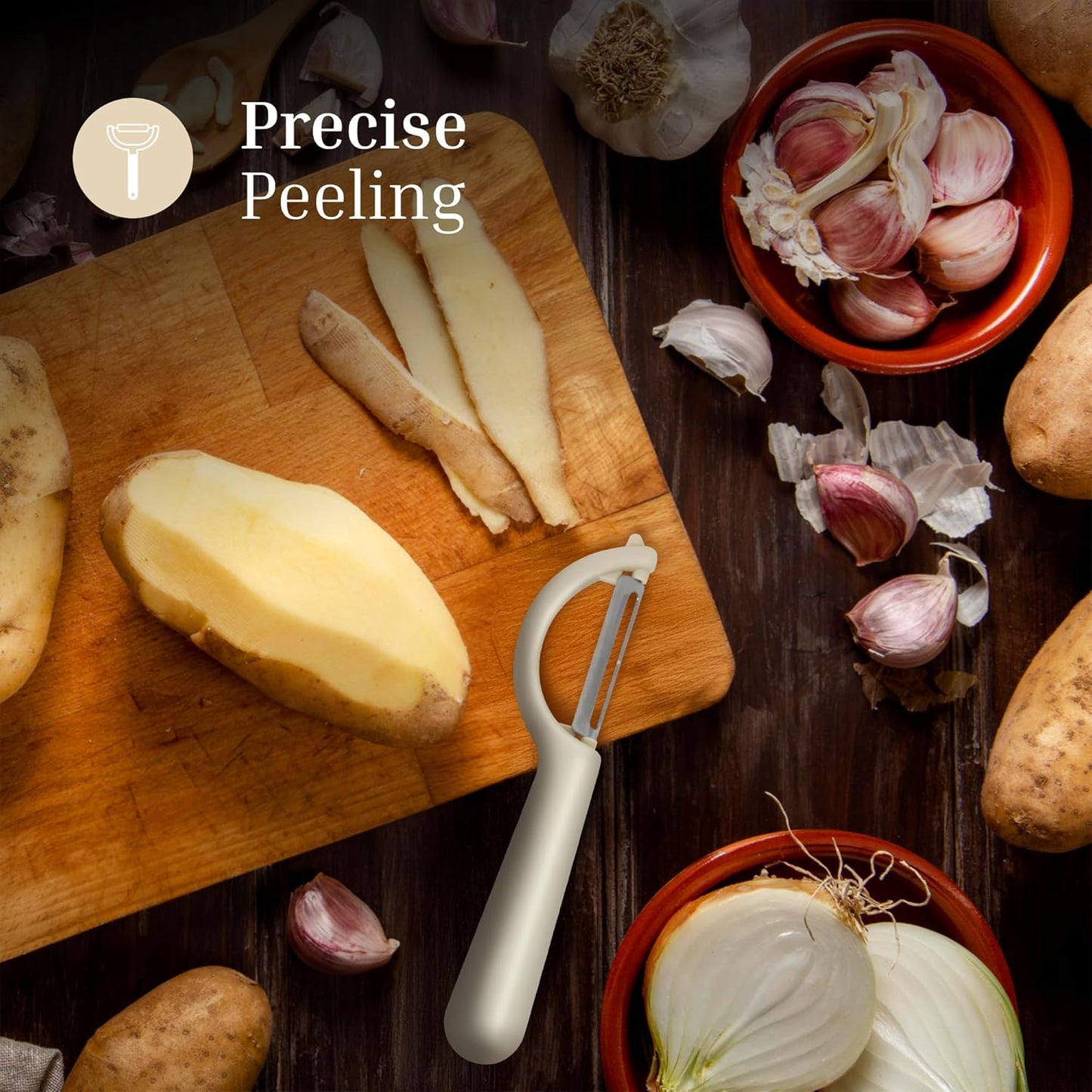 Swivel Vegetable Peeler with Built-in Eye Remover – Stainless Steel Blade with Comfortable Handle, Fruit and Vegetable Slicer, Potato and Carrot Cutter – Kitchen Tools & Accessories – Beige