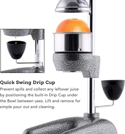 Tribest Pro MJP-100 Professional Manual Cold Press Juicer Machine for Orange, Lemon, and other Citrus Fruits, Gray