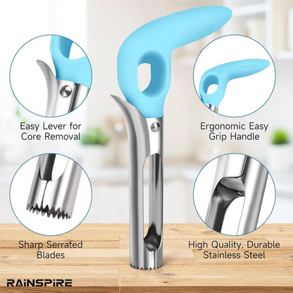 Rainspire Apple Corer Tool Kitchen Apple Core Remover Stainless Steel Comfortable Nonslip Handle, Dishwasher Safe, Red