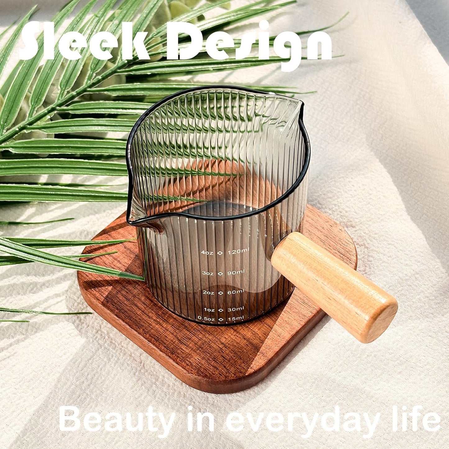 Espresso Measuring Cup with Handle, Espresso Pouring Cup, Espresso Shot Cup, 3oz Glass Measuring Cup For Coffee, Milk, Tea, Baking and Cooking (Clear 90ml)