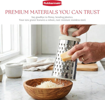 Rubbermaid Stainless Steel Cheese Grater - 9.5" Oval Handheld Box Grater with EZ Grip Handle - Multi-Surface Food & Cheese Shredder | Zester & Graters for Kitchen - Dishwasher Safe, Black