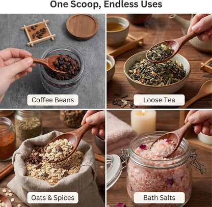 Wooden Coffee Scoop Bath Salt Scoop Multi-Purpose Kitchen Scooping Tool Home Kitchen Accessories Measuring for Coffee Beans Ground Beans or Tea Sugar