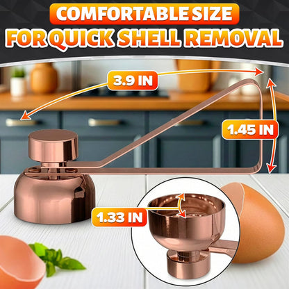Egg Cracker Tool for Raw Eggs — Egg Shell Opener for Soft-Boiled Shell Tops, Stainless Steel Topper with Ergonomic Adjustable Effort — Clean Cut Design for Breakfast Prep, Custards, & Baking (Silver)