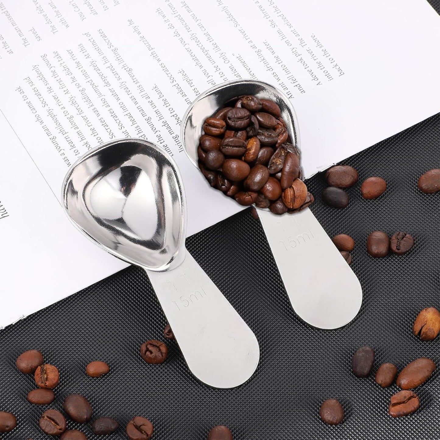 2 Pcs 1 Tablespoon Scoop Coffee Scoop 15ml Stainless Steel Metal Measuring Spoon Tablespoon Sugar Scoops Heavy Duty Short Handle Measuring Spoons for Canisters Coffee Beans Tea Sugar Flavourings