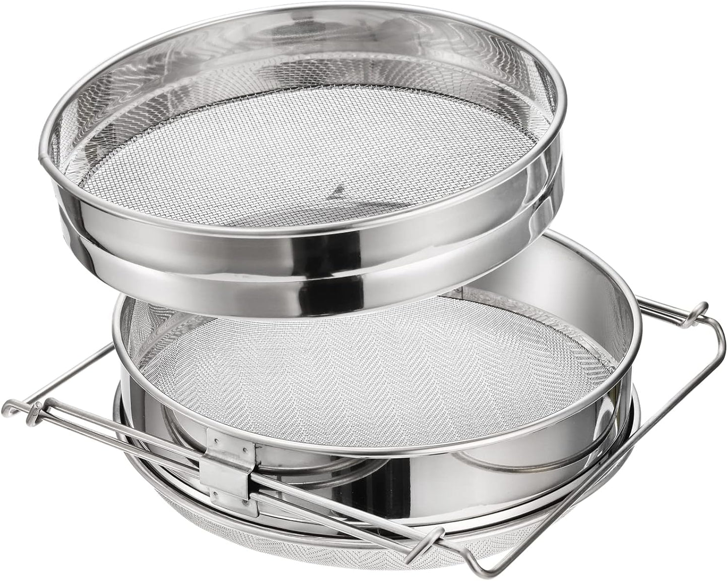 Fasmov Stainless Steel Honey Strainer, Double Sieve, Beekeeping Equipment Mesh Filter Screen, Honey Extractor Equipment, 9" Diameter x 4" Depth
