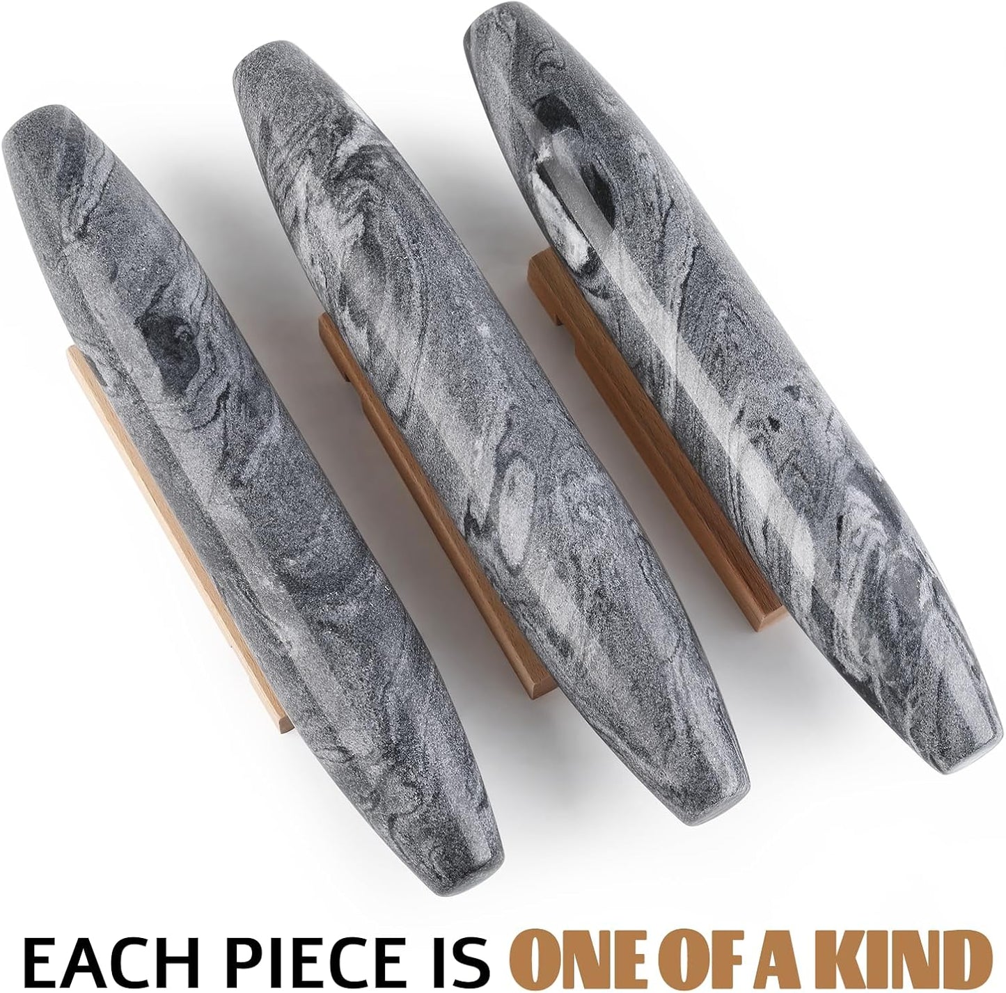 Koville African Natural Marble Rolling Pin, Non-Stick Polished Dough Roller, Pasta, Dumpling, Fondant, Pie Crust, Bread, Pizza Dough, Kitchen Baking Pastry Tools with Mat/Scraper（Namib Fantasy）