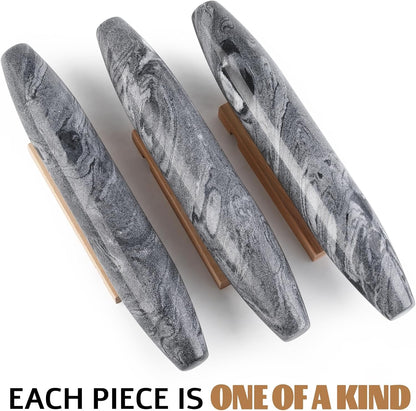 Koville African Natural Marble Rolling Pin, Non-Stick Polished Dough Roller, Pasta, Dumpling, Fondant, Pie Crust, Bread, Pizza Dough, Kitchen Baking Pastry Tools with Mat/Scraper（Namib Fantasy）
