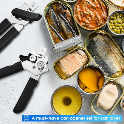 Gisafai 8 Pcs Can Opener, 3-in-1 Multifunctional Manual Can Openers, Stainless Steel Heavy Duty Handheld Openers with Safety Edge Labor Saving Handle for Kitchen Restaurant