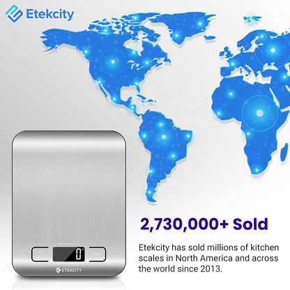 Etekcity Smart Food Kitchen Scale with Nutritional Calculator, Free App with 19 Nutrients Tracking, Calorie, Marco, Digital grams and ounces for weight loss, Premium Stainless Steel, 11lb