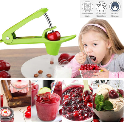 Cherry Pitter - Olive And Other Fruit Tools, Cherry Pitter With a Space-Saving Lock(BLACK)