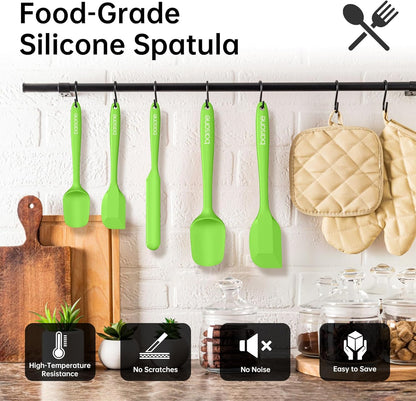 5-Piece Silicone Spatula Set - Heat Resistant 446°F Food Grade BPA Free, Nonstick Cookware Safe Dishwasher Safe Kitchen Tools for Baking, Cooking, Stirring, Multicolor.