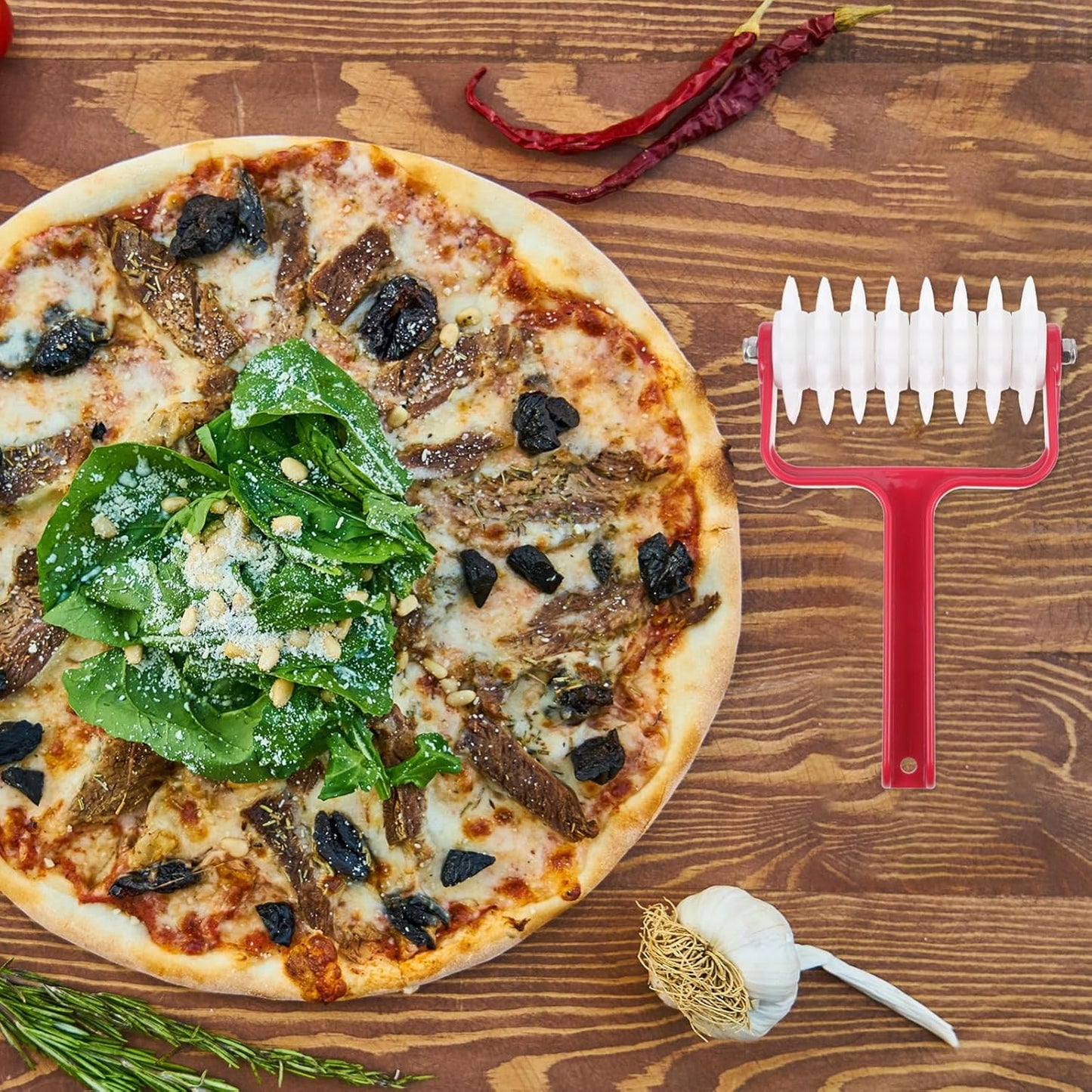 GALPADA Pizza Dough Docker Roller: Pin Puncher Dough Hole Maker Pizza Making Accessories for Home Baking Commercial Kitchen