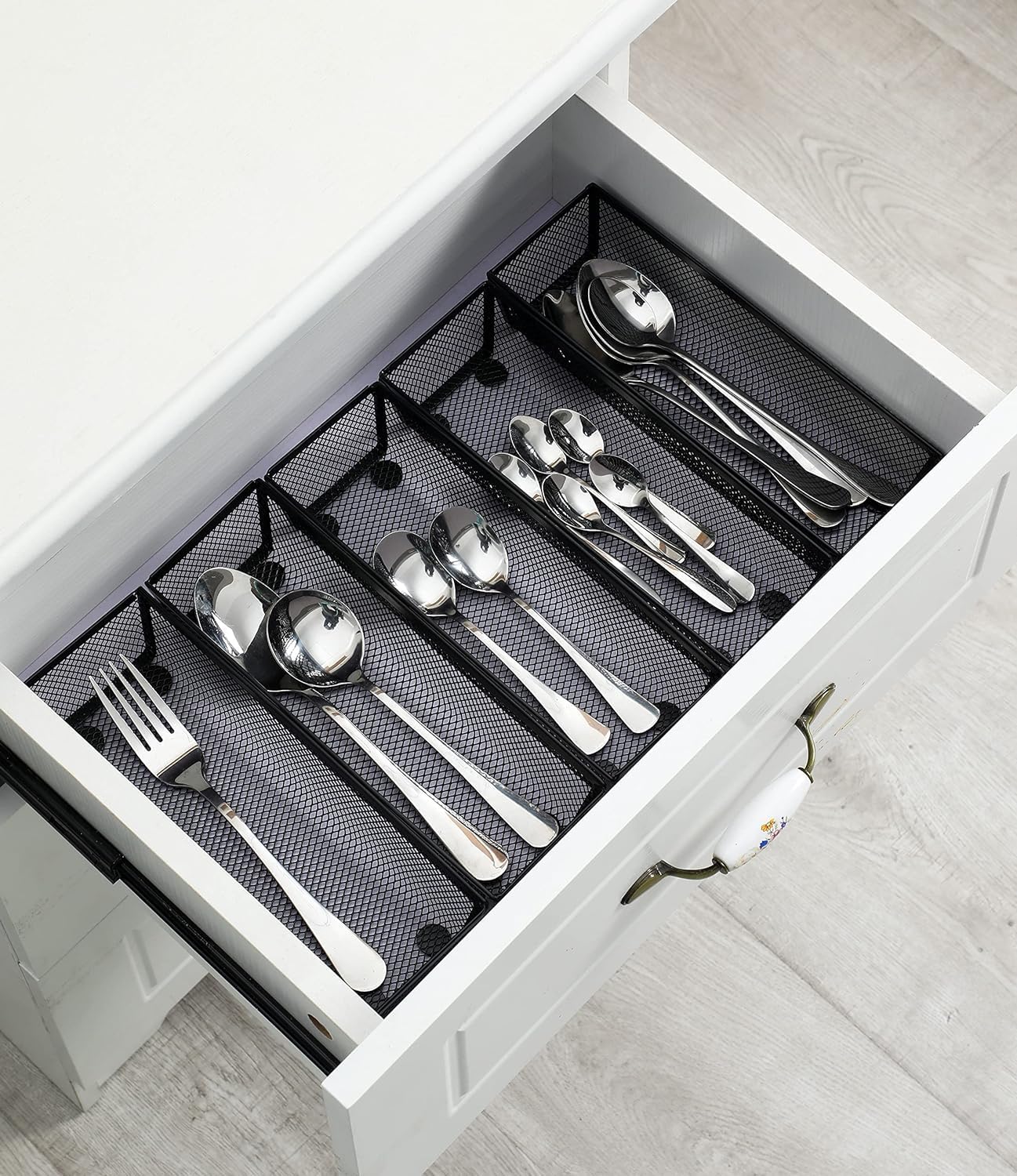 BYCY 3 Pack Mesh Flatware Drawer Organizer for Kitchen/Office/Home Tools,Spoon Knife Fork Organizers Box Utensil Tabletop Storage Tray (12 x 6 x 2 Inch)