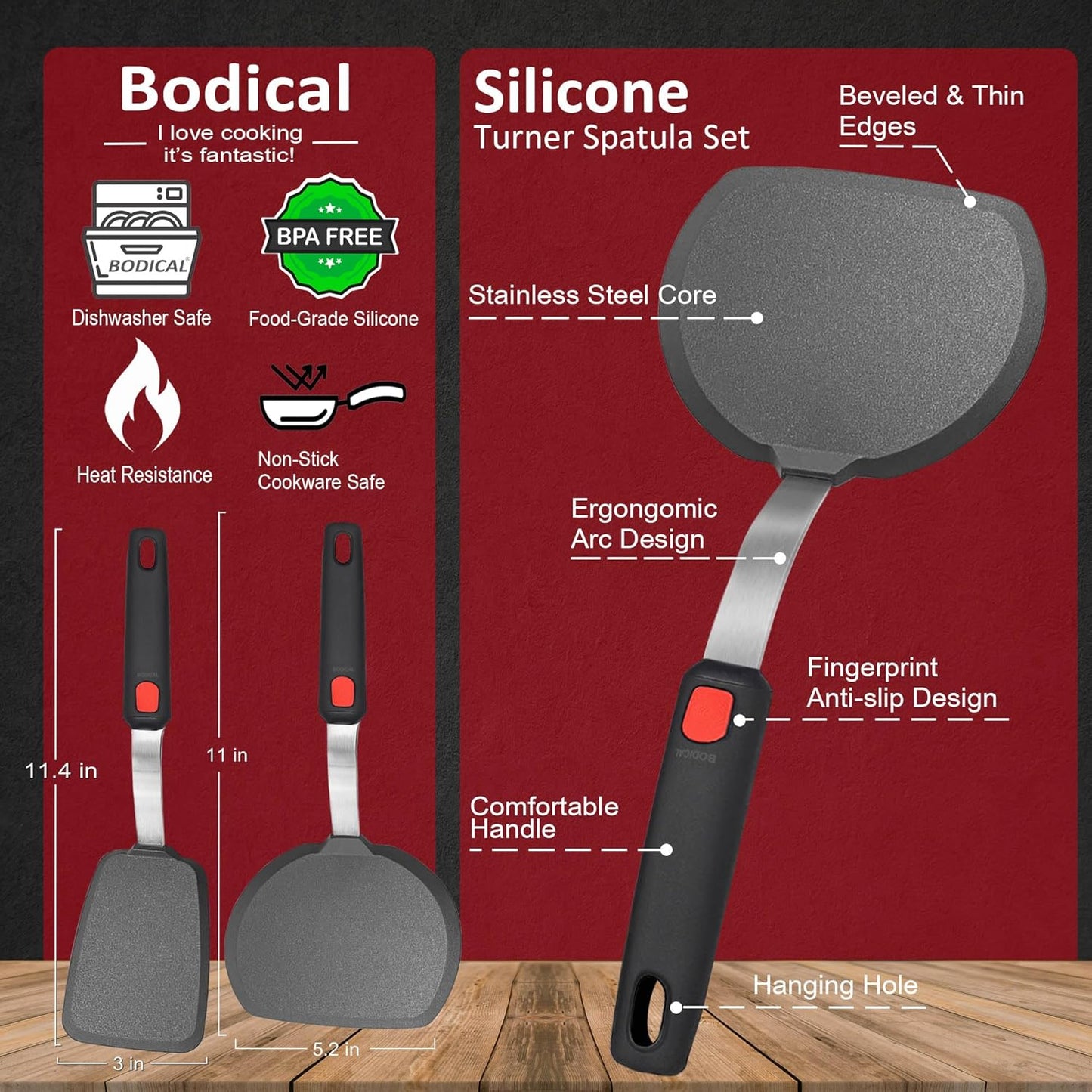 Mixed 5 Piece Silicone Spatula Set, 600F Heat-Resistant No-Melt Rubber Spatula Handle and Blade - Kitchen Cooking Utensils for Nonstick Cookware, Spatula Turner for Egg,Pancake,Burger- Dishwasher Safe