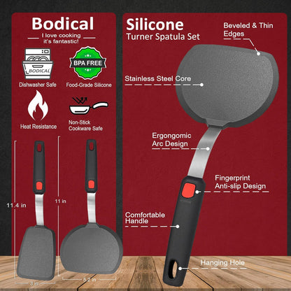 Mixed 5 Piece Silicone Spatula Set, 600F Heat-Resistant No-Melt Rubber Spatula Handle and Blade - Kitchen Cooking Utensils for Nonstick Cookware, Spatula Turner for Egg,Pancake,Burger- Dishwasher Safe