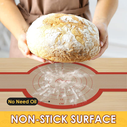HOTEC Silicone Bread Sling for Dutch Oven - 2 Pack Non-Stick Baking Mat with Long Handle Easy to Transfer Sourdough Bread, Reusable Heat Resistant to 500°F/260°C Dutch Oven Liners Baking Supplies