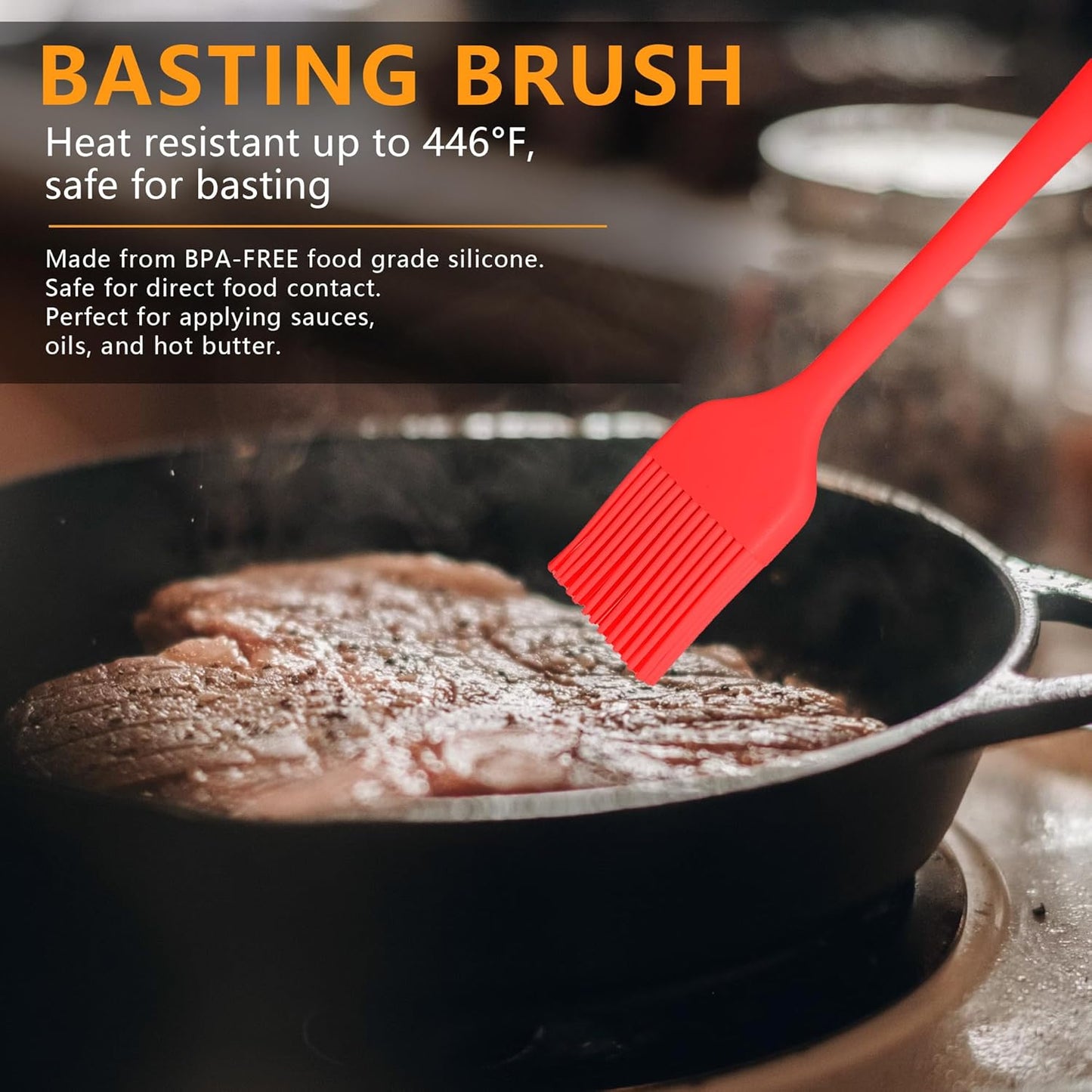 Silicone Basting Brush Set, 4 Piece Heat Resistant 446°F Kitchen Pastry Brushes for Cooking, Baking & BBQ, TRADYX Oil Butter Sauce Brush, One Piece Design, Easy Clean, Dishwasher Safe