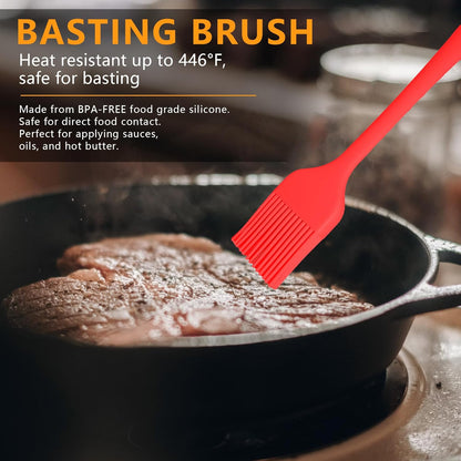 Silicone Basting Brush Set, 4 Piece Heat Resistant 446°F Kitchen Pastry Brushes for Cooking, Baking & BBQ, TRADYX Oil Butter Sauce Brush, One Piece Design, Easy Clean, Dishwasher Safe