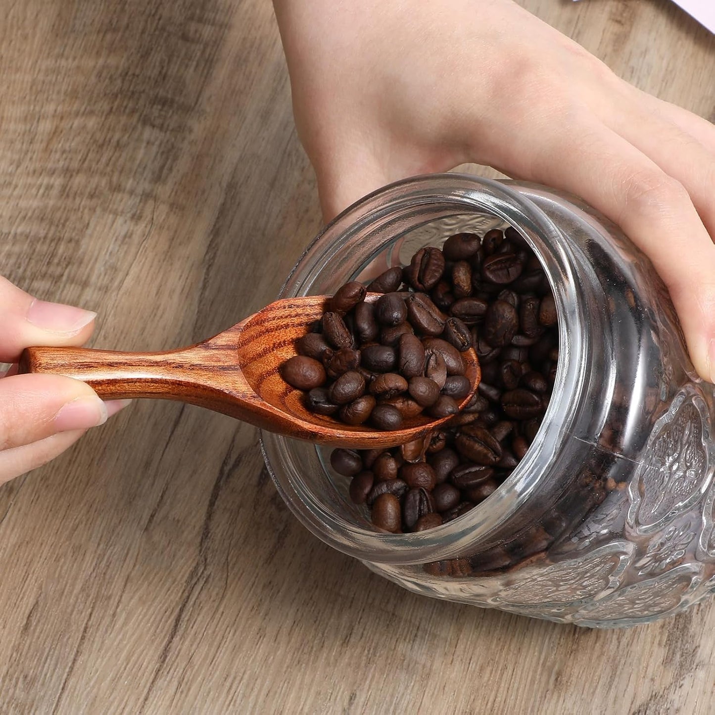 Wooden Coffee Scoop Bath Salt Scoop Multi-Purpose Kitchen Scooping Tool Home Kitchen Accessories Measuring for Coffee Beans Ground Beans or Tea Sugar