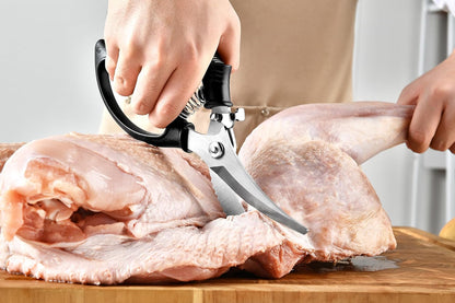 Heavy Duty Poultry Shears - Kitchen Scissors for Cutting Chicken, Poultry, Game, Meat - Chopping Vegetable - Spring Loaded - Red