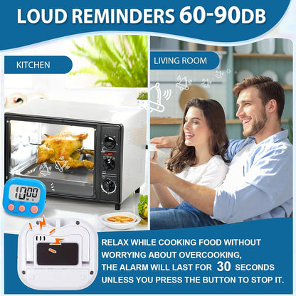 12 Pack Digital Kitchen Timers for Cooking, Loud Alarm Large LCD Display Magnetic Classroom Timers for Teachers Kids, Extensively Use in Classroom, Cooking, Meeting, Gym