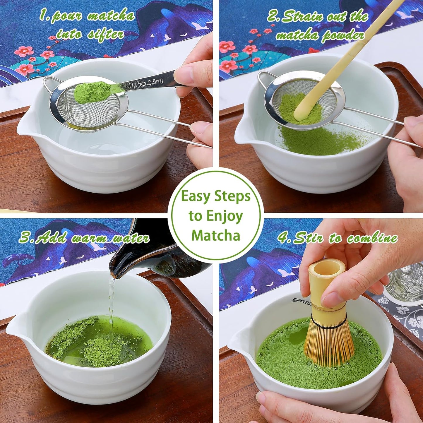 Maredash Matcha Whisk Set,Matcha Whisk,Matcha Set,Bamboo Whisk,Matcha Kit,Chasen Matcha Stirrer,Made from 100% Natural Bamboo,Durable and perfect for making matcha tea