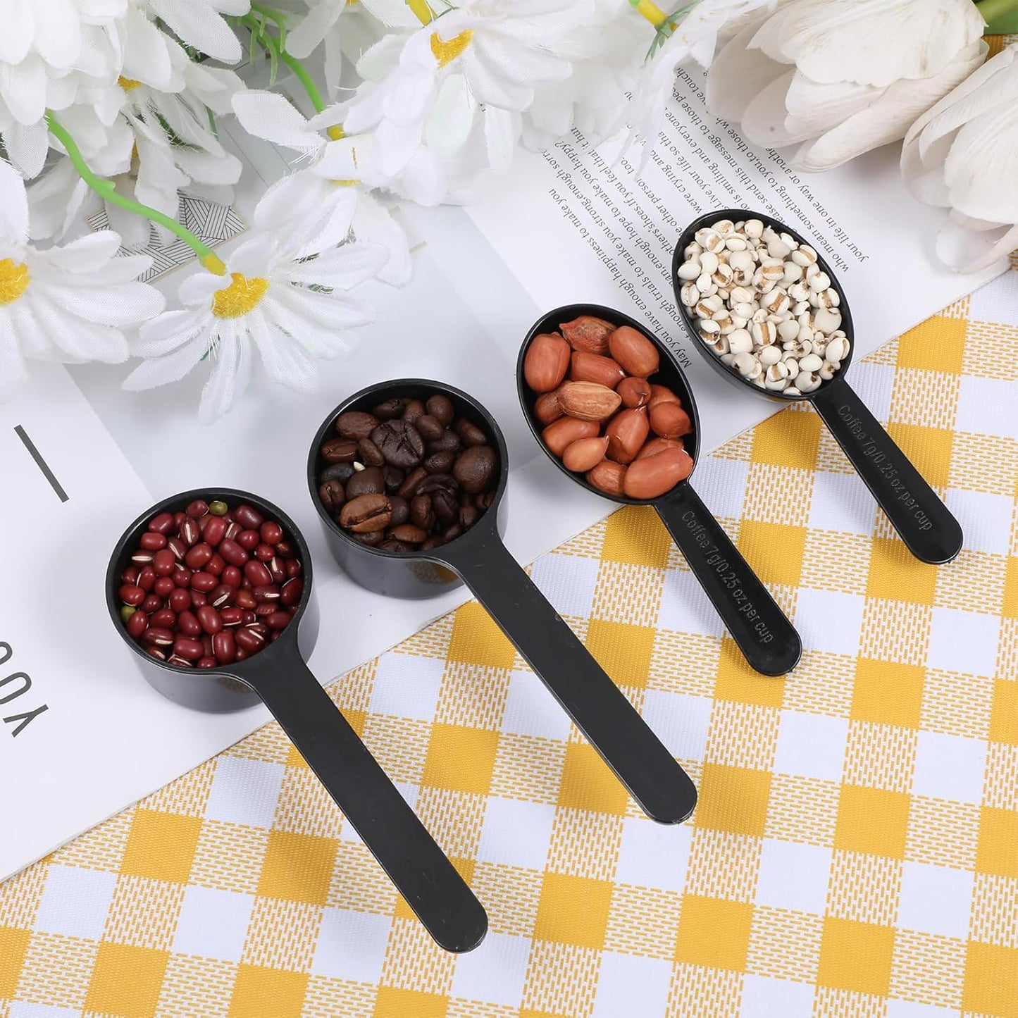 Plastic Coffee Measuring Spoon, 5 Pack Small Scoops for Canisters 15g & 7g Tablespoon Measuring Spoon Short Handle Coffee Scoop for Tea, Sugar, Cereal, Spices (Black)