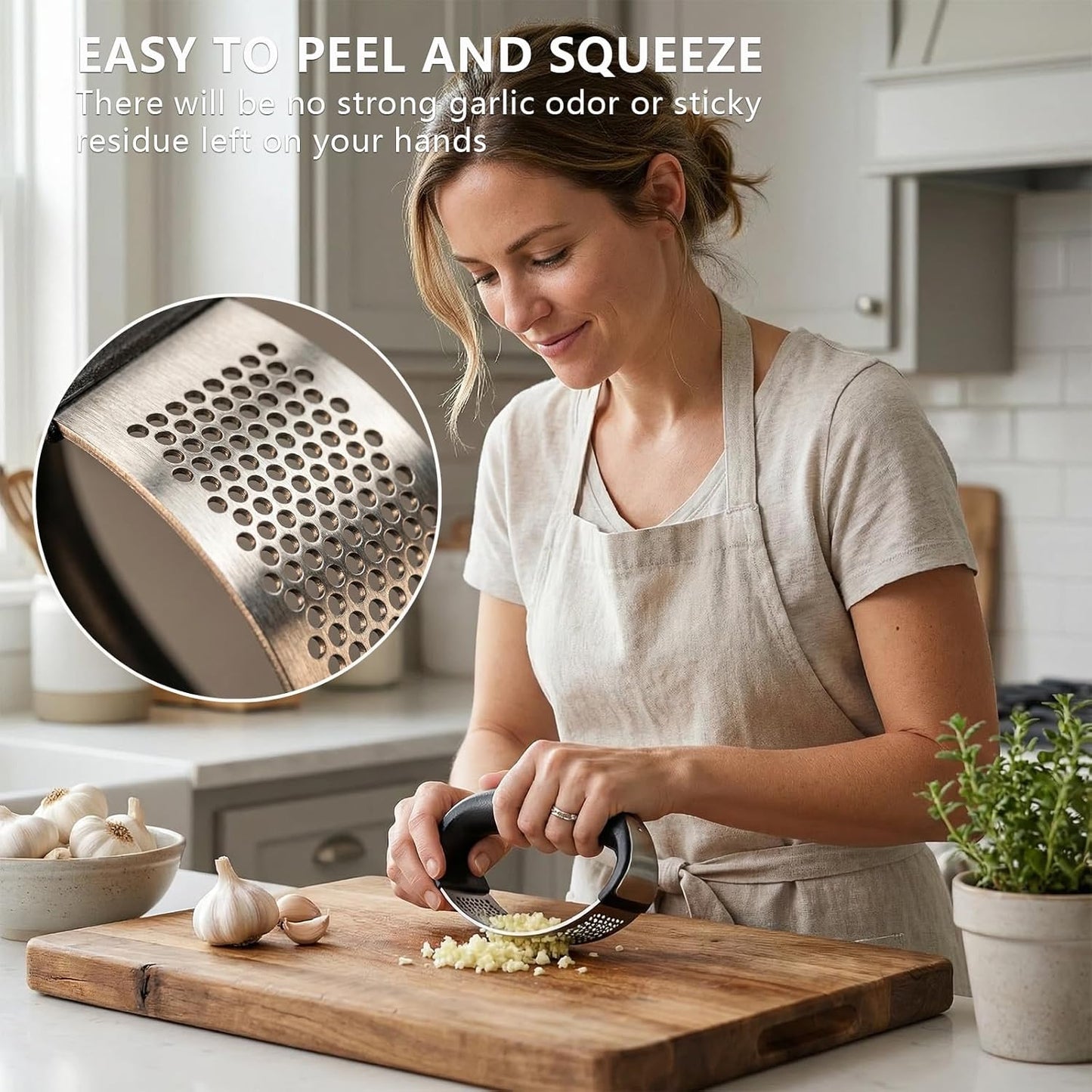2-Pack Professional Garlic Press Set: [2-in-1 with Chopping Blade] + [Classic Heavy-Duty Rocker]. Complete Kitchen Solution with Ergonomic & Easy-Clean Handles