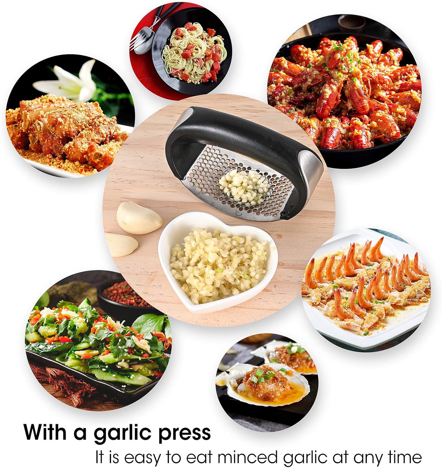 Garlic Rocker Stainless Steel Silicone Garlic Peeler Garlic Press Rocker - Three-piece Suit