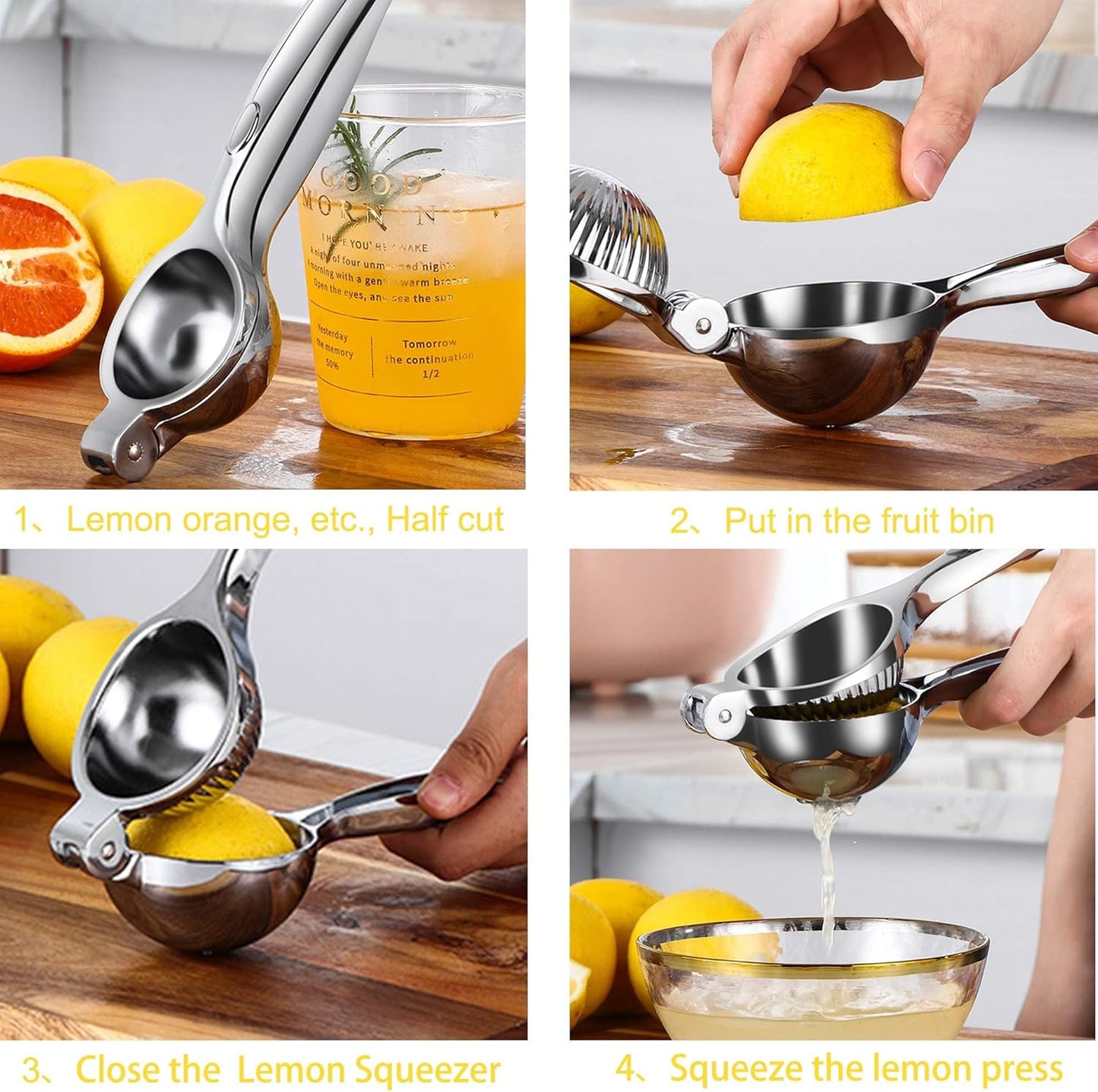 Lemon Squeezer Manual Juicer Citrus Handheld Press: Large Lime Squeezer Bar Tool for Citrus Lemon Lime, Heavy Duty Metal Lemon Clip Kitchen Tools Easy to Clean
