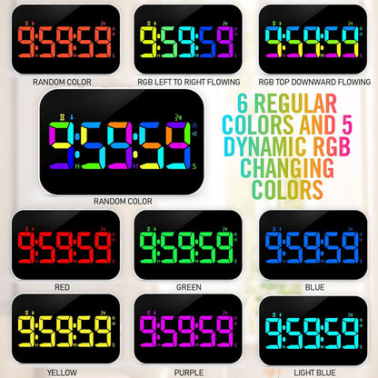 TXL Kitchen Timer for Cooking, Rechargeable Digital Magnetic Timer with Large LED Display, Loud Alarm, Sound Countdown, 4 Volume Levels and 3 Brightness for Classroom, Study (RGB)