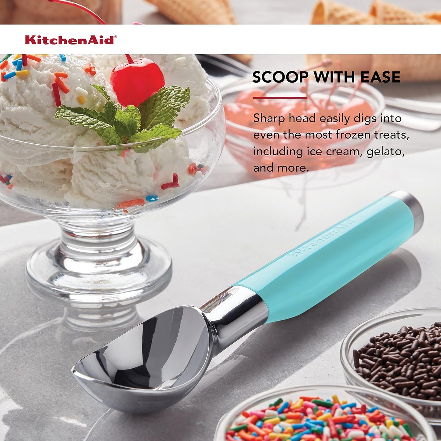 KitchenAid Classic Ice Cream Scoop, 8.6 inches, Black