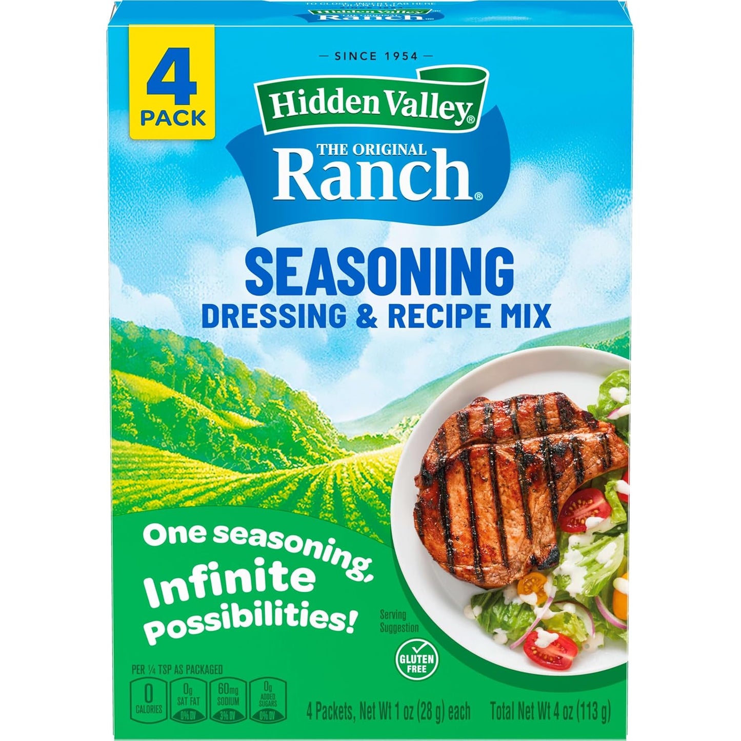 Hidden Valley Original Ranch Seasoning, Dressing and Recipe Mix, 1 Ounce Each, 4 Count (Package May Vary)