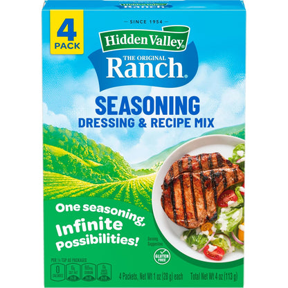 Hidden Valley Original Ranch Seasoning, Dressing and Recipe Mix, 1 Ounce Each, 4 Count (Package May Vary)
