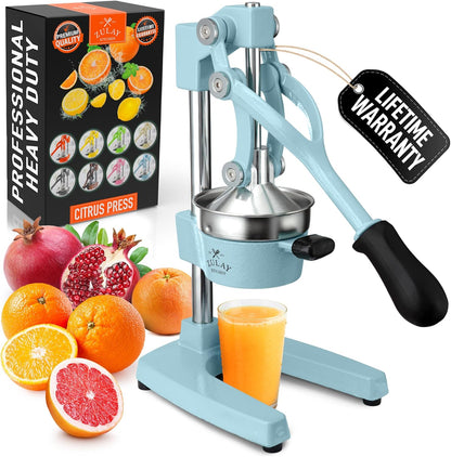Zulay Kitchen Cast Iron Juicer - Heavy Duty Manual Juicer with Detachable Strainers for Easy Cleaning, Orange Juice Press for Citrus Fruits, Perfect for Bartenders, Juice Lovers & Health Enthusiasts